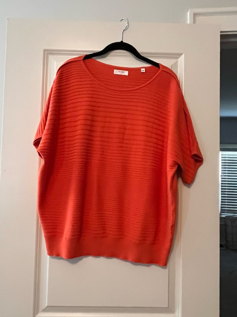 Women's Orange Short-Sleeve Knit Sweater
